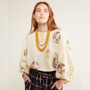 The Odells Baloon Sleeve Embroidered Boho Top